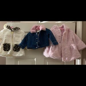Baby girl faux fur coats and denim jacket